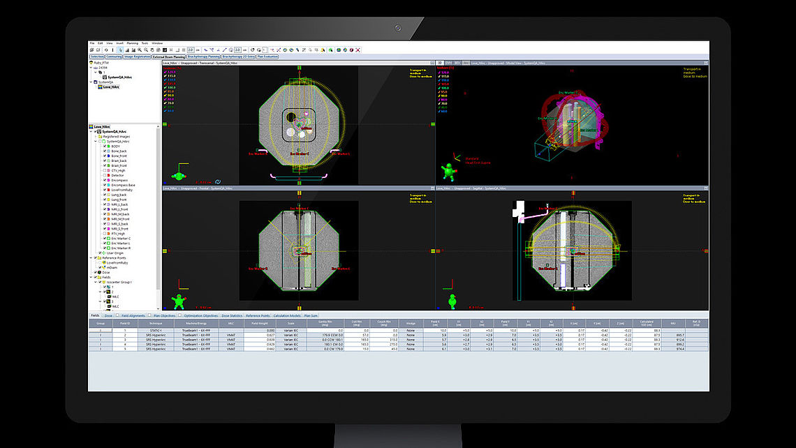 SYSTEM QA HyperArc treatment plan calculated on CT dataset of RUBY phantom with System QA insert